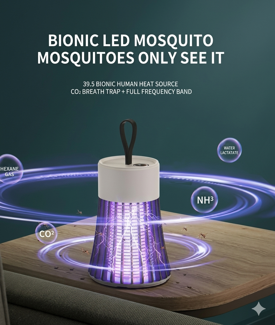 🦟 Rechargeable Mosquito Killer Lamp – Safe, Silent & Powerful Protection
