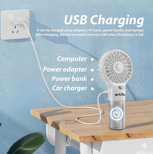 Portable Rechargeable Spray Mini Fan with Water Mist Cooling