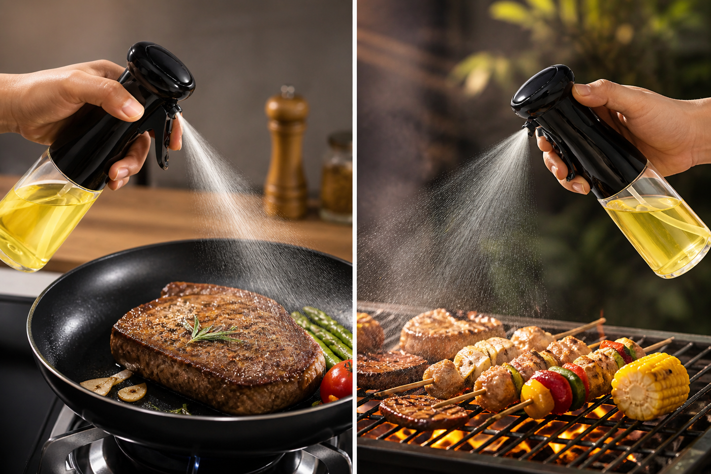 Premium Oil Spray Bottle – 2-in-1 Kitchen Oil Sprayer for Cooking, BBQ & Salad (Leak-Proof, Fine Mist)