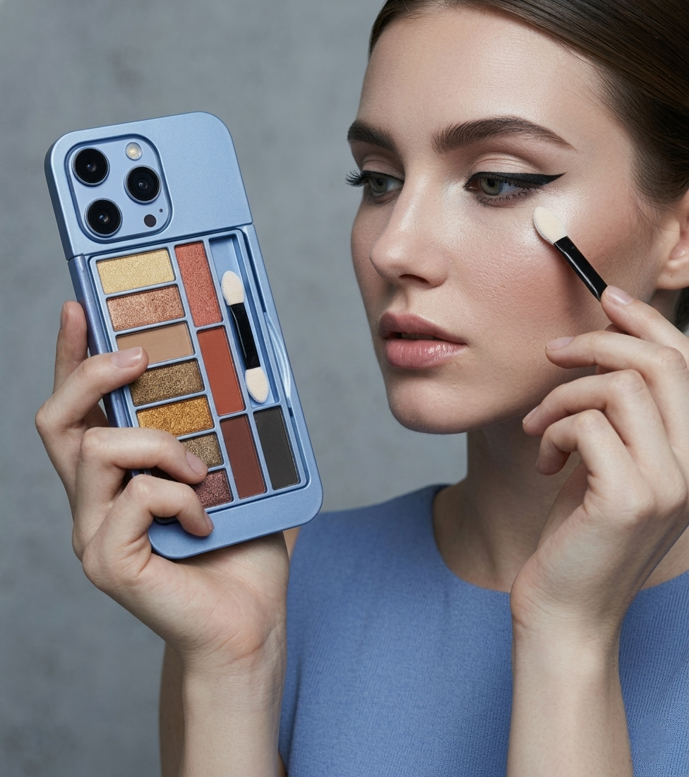 Viral iPhone-Style Eyeshadow Palette ✨ (12 Shades) with Mirror & Brush