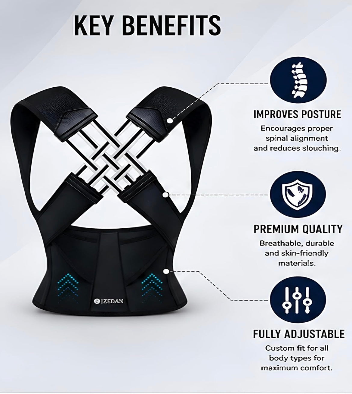 Posture Corrector Free Size | Back Straightener & Shoulder Support Belt for Men & Women