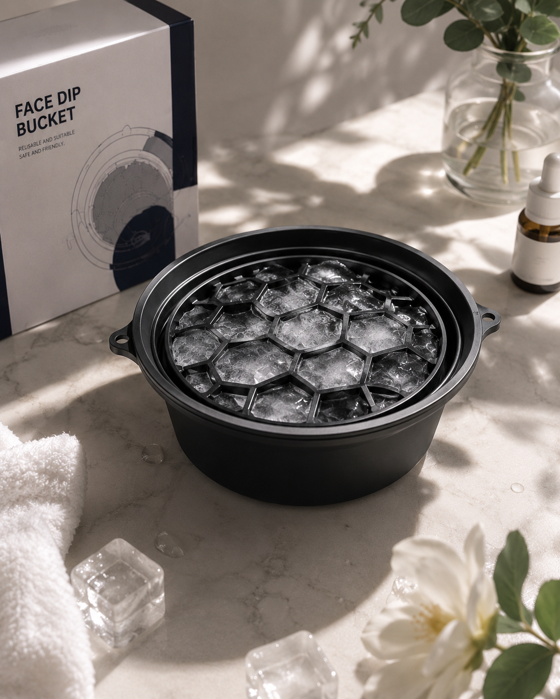 🧊 Foldable Ice Facial Bowl for Face Therapy | Collapsible Silicone Skin Care Bowl