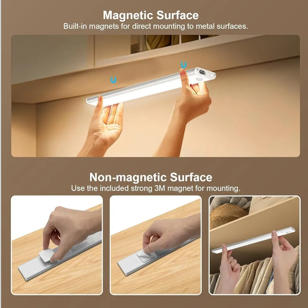 Motion Sensor LED Cabinet Light – Wireless Rechargeable Under Cabinet Lighting