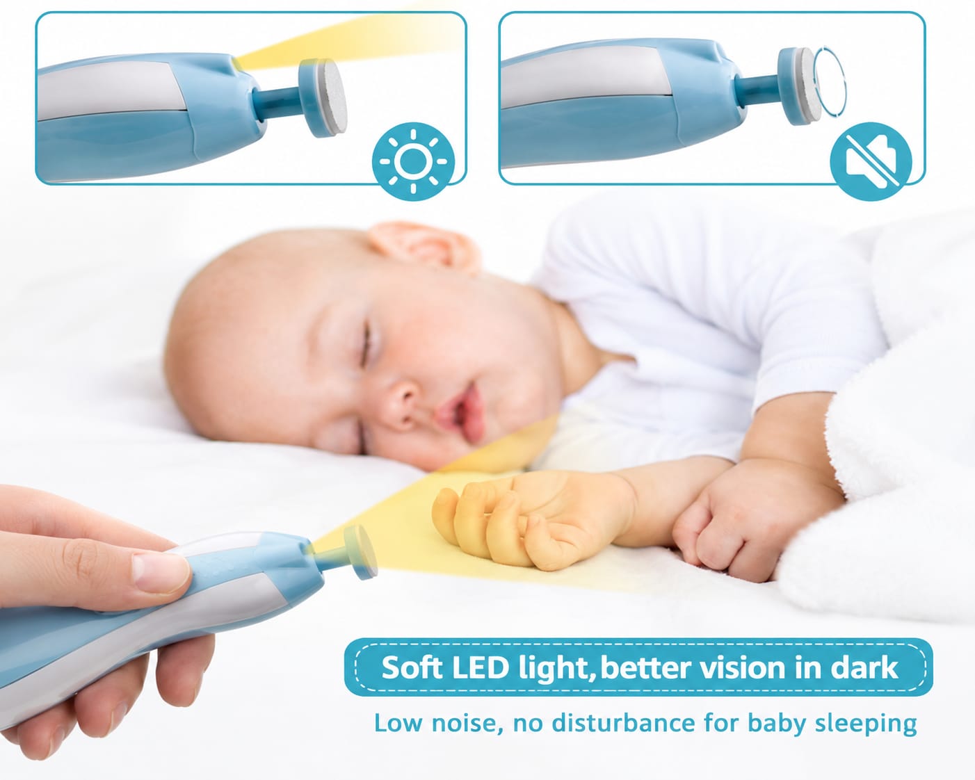 👶 Baby Electric Nail Trimmer with LED Light | Newborn & Infant Nail File