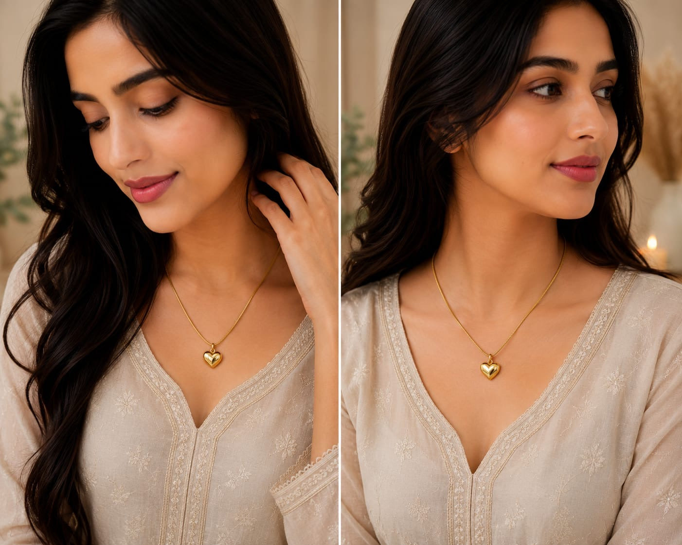 💖 Golden Heart Charm Necklace – Elegant Love Pendant ✨