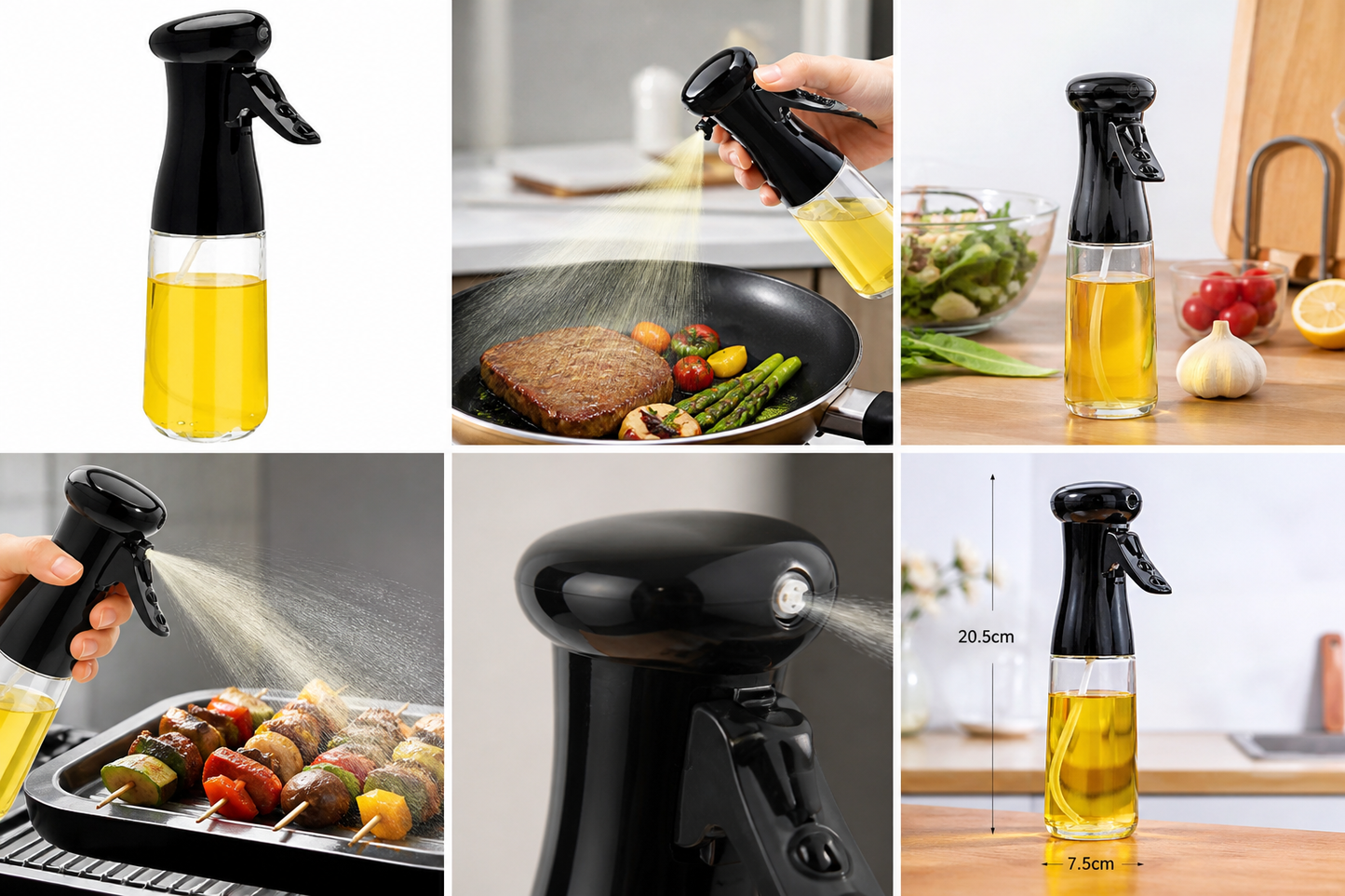 Premium Oil Spray Bottle – 2-in-1 Kitchen Oil Sprayer for Cooking, BBQ & Salad (Leak-Proof, Fine Mist)