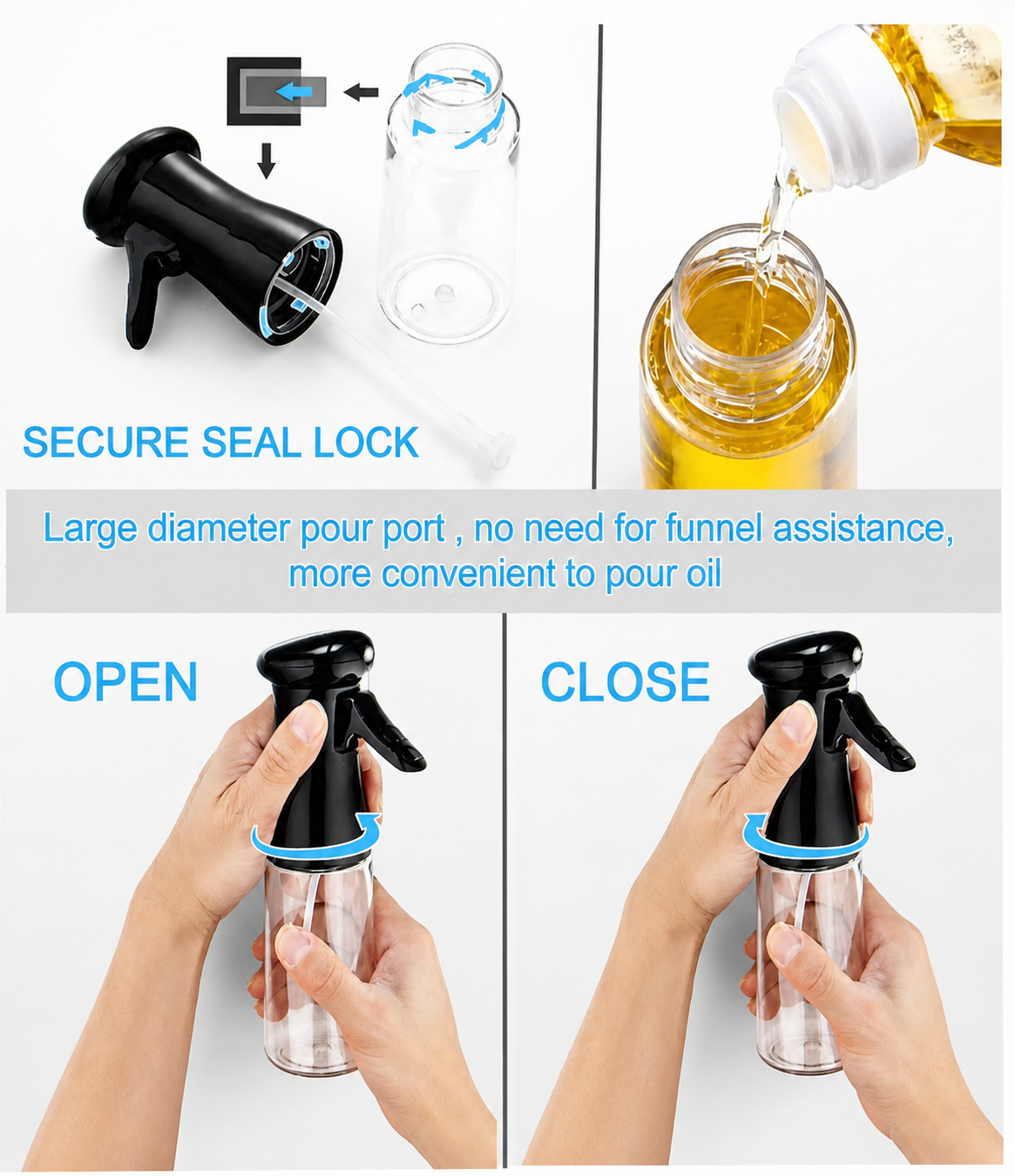 Premium Oil Spray Bottle – 2-in-1 Kitchen Oil Sprayer for Cooking, BBQ & Salad (Leak-Proof, Fine Mist)