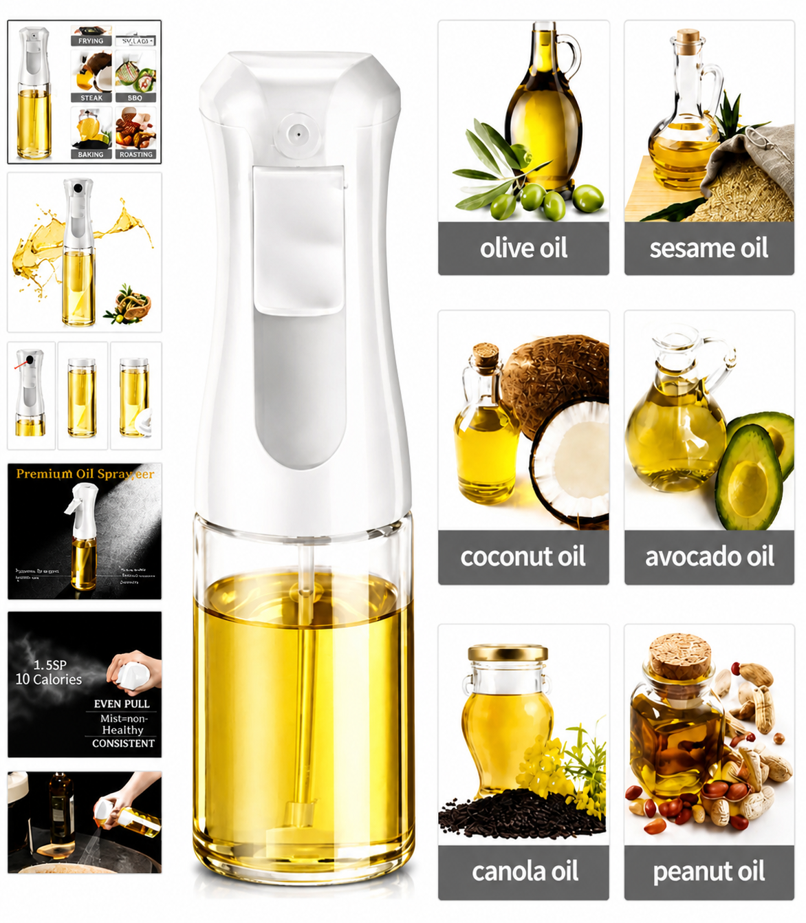 Premium Oil Spray Bottle – 2-in-1 Kitchen Oil Sprayer for Cooking, BBQ & Salad (Leak-Proof, Fine Mist)