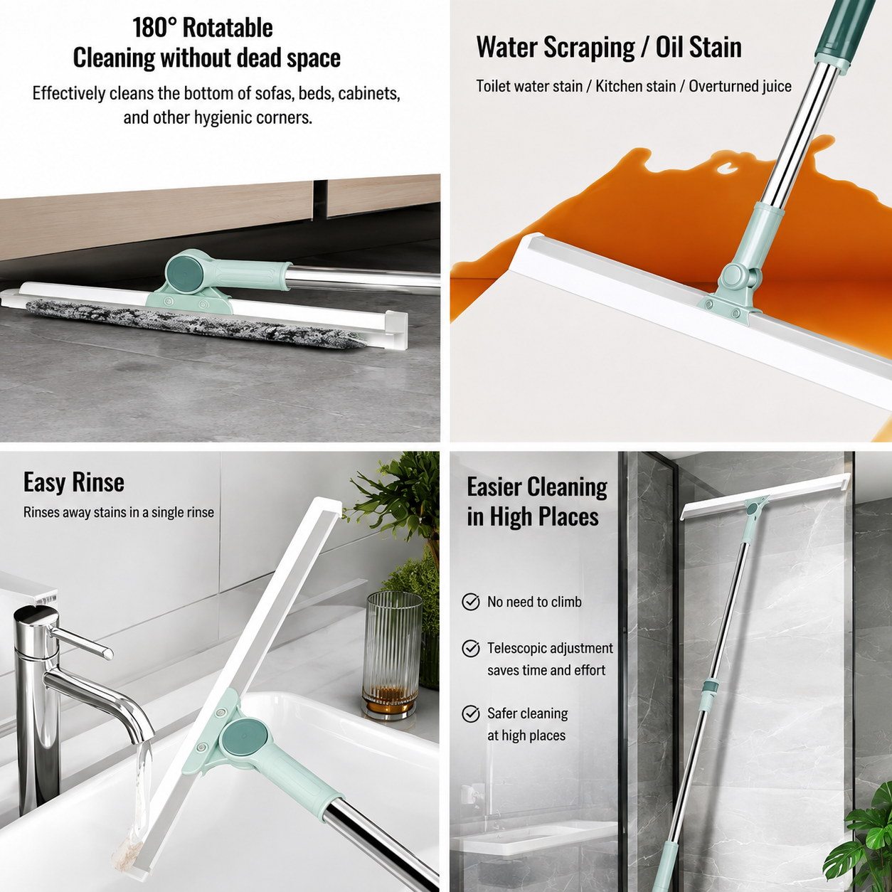 🧹 Multi-Surface Long Handle Glass & Tile Mop | ✨ Easy Cleaning Wiper for Glass, Tiles & Floors